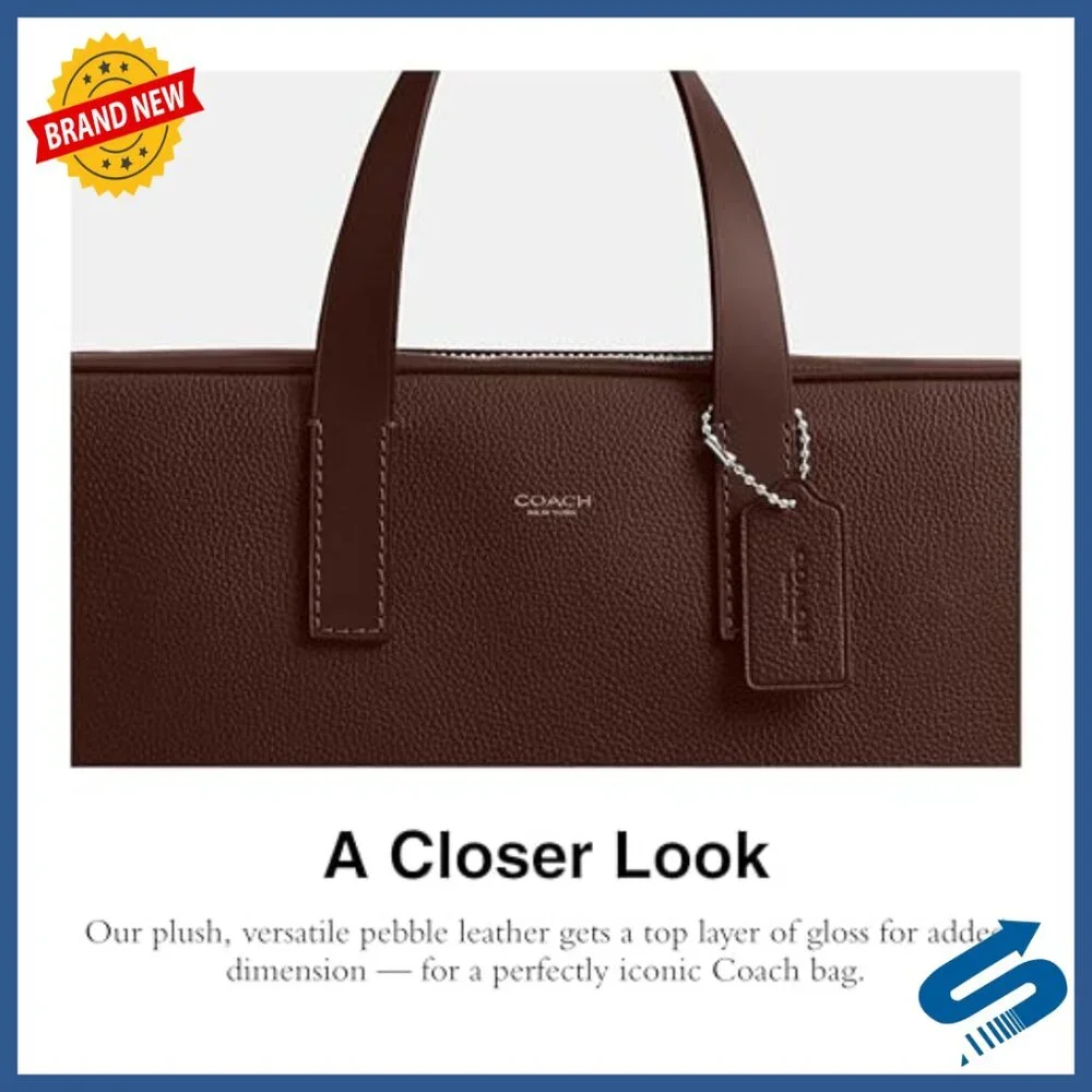 Leather Briefcase with Laptop Sleeve, Detachable Crossbody Strap